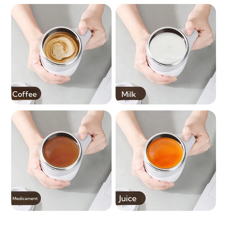Self-Stirring Rechargeable Stainless Steel Coffee Mug Eco-Friendly Automatic Mixing Cup for Drinks with Lid Coffee Milk Cocoa