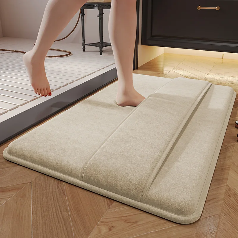 Memory Foam Bath Mat Bathroom Water-Absorbent Non-Slip Foot Mat Bath Wipe Foot Mat Back Erasable