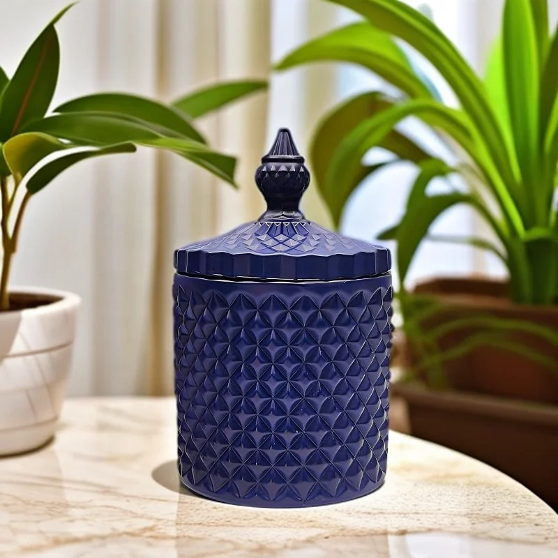 Home Interior Decoration Scented Candles Vessel With Glass Dome Lid