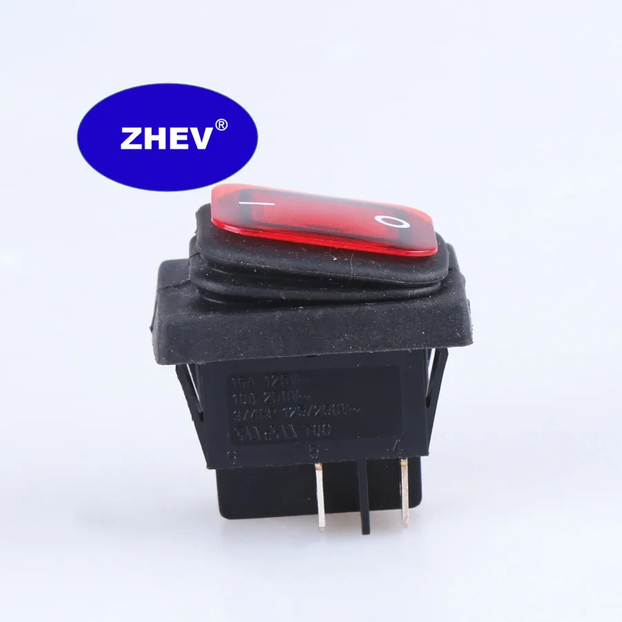 4 Pins KCD4-201 Waterproof Rocker Switch With LED 30x22mm 16A 250V