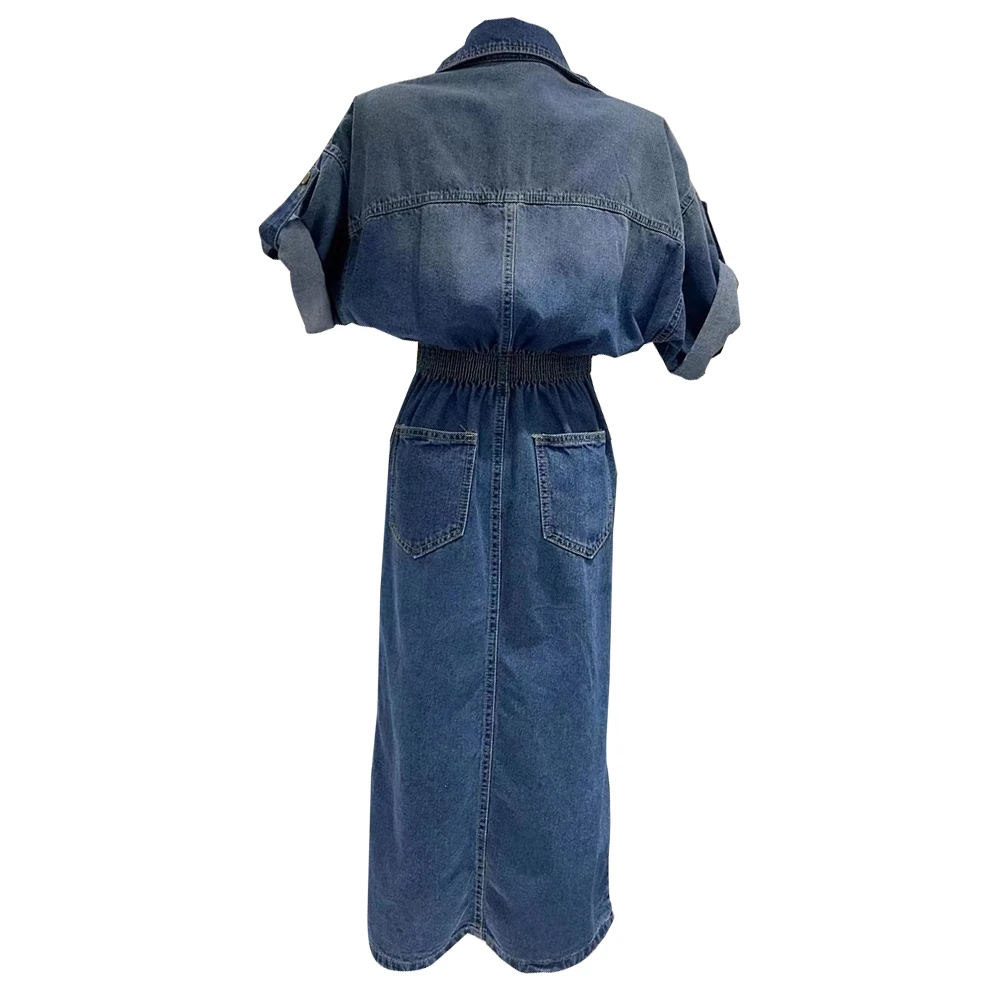 2023 new vintage design sense denim dress female