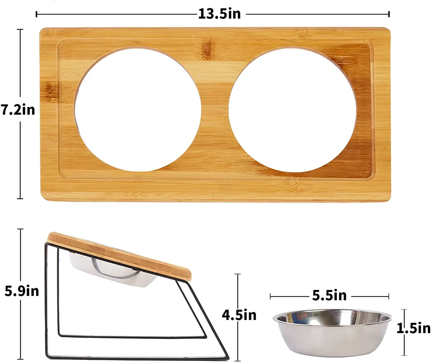 voerbak honden eetbakje Hot Sale Dog Food Stand Elevated Dog Food Bowl Bamboo Wood 15 Tilted Raised Pet Bowls