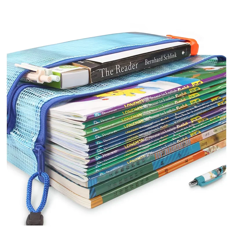 Waterproof Nylon Mesh Document Bag Double Zipper Quality Certified PVC A4 B4 School Subjects Textbooks Sorting Organizer File