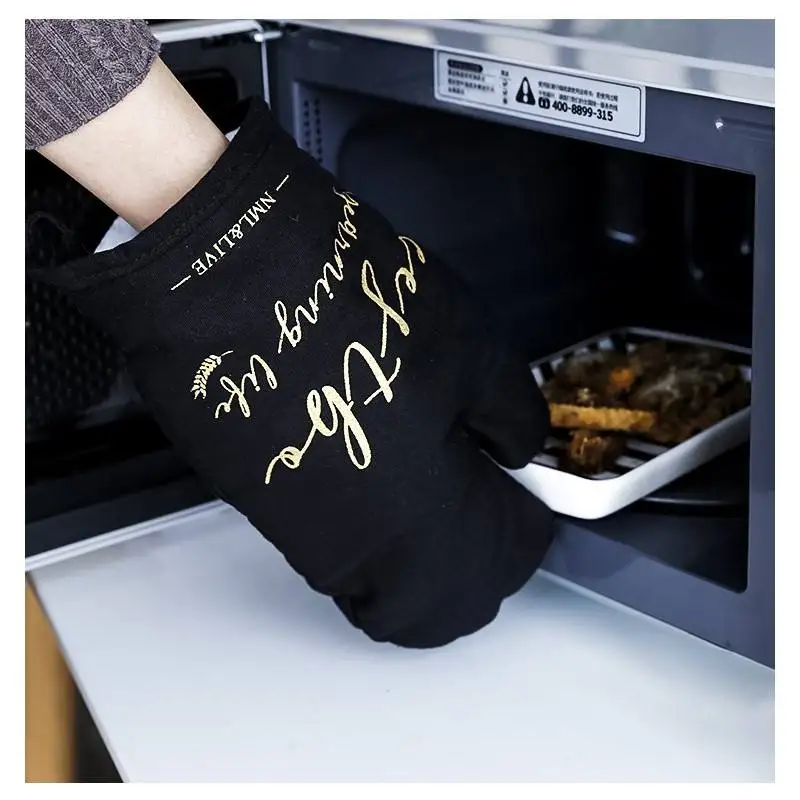 Custom Printed Non-slip Heatproof Cooking Baking BBQ Cotton Oven Gloves