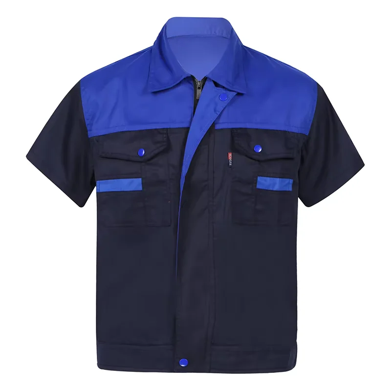 Custom Short Sleeve Lightweight Work Clothes Factory Plumber Mechanic Auto Repairmen Workwear Uniform Poly-cotton Work Shirt