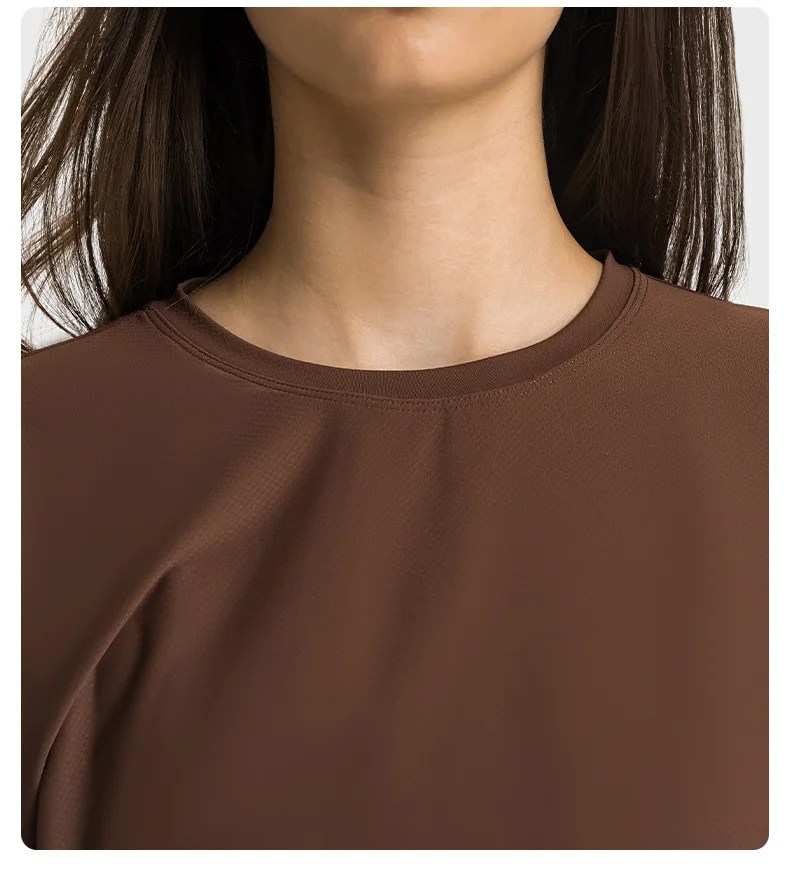 SHINBENE JACQUARD Plain Lightweight Fitness Workout Crop Pullover Women Crew Neck Long Sleeve Training Sport Cropped Sweatshirts