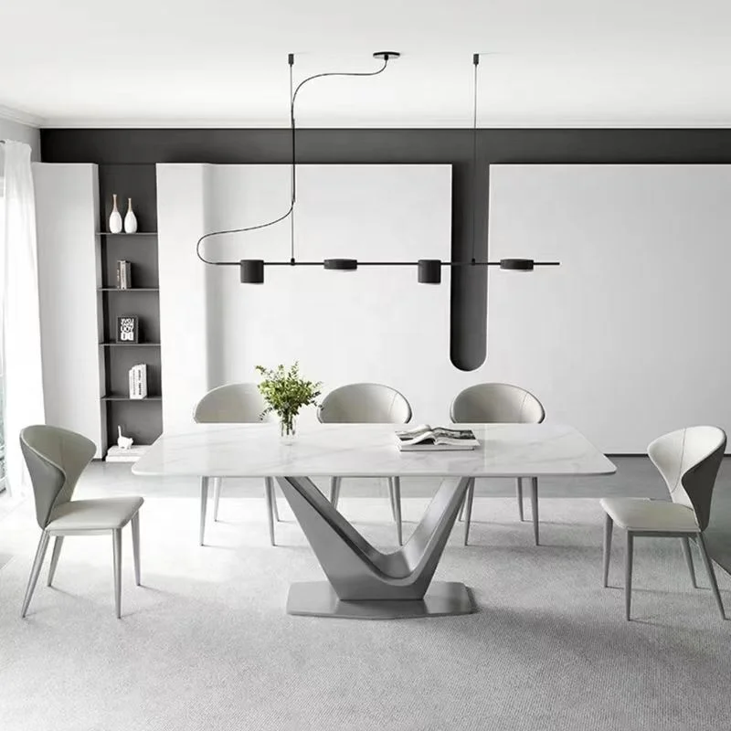 Italian light luxury imported light rock plate table modern household small apartment type minimalist rectangular meal table