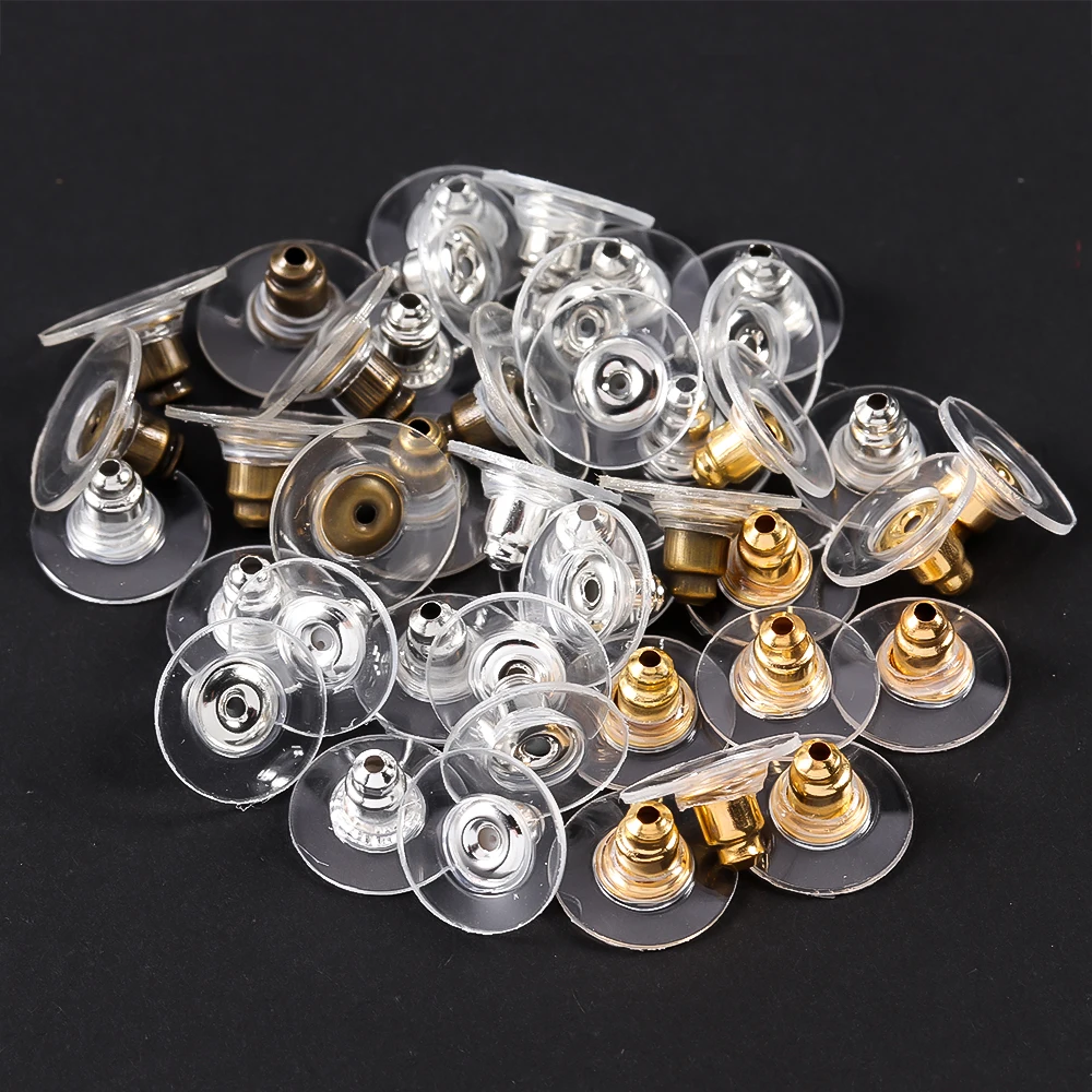 Queena 100pcs/Lot Rubber Ear Backs Stopper Earnuts Stud Earring Back Supplies For DIY Jewelry Findings Making Accessories