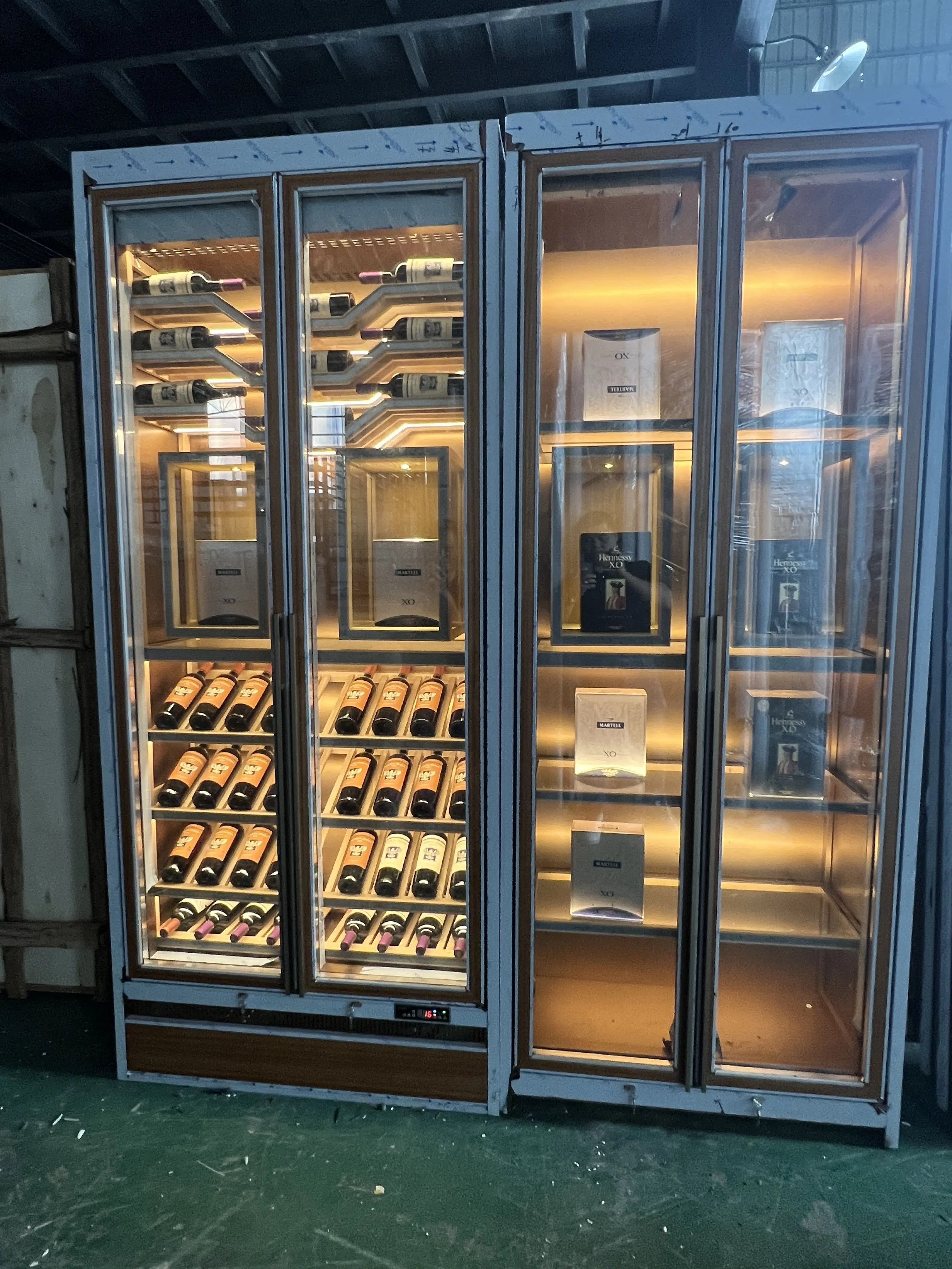 Custom two door  Wine cellar cooling unit  Bar Wine cabinet with refrigerator use for Wine storage big or small dual zone