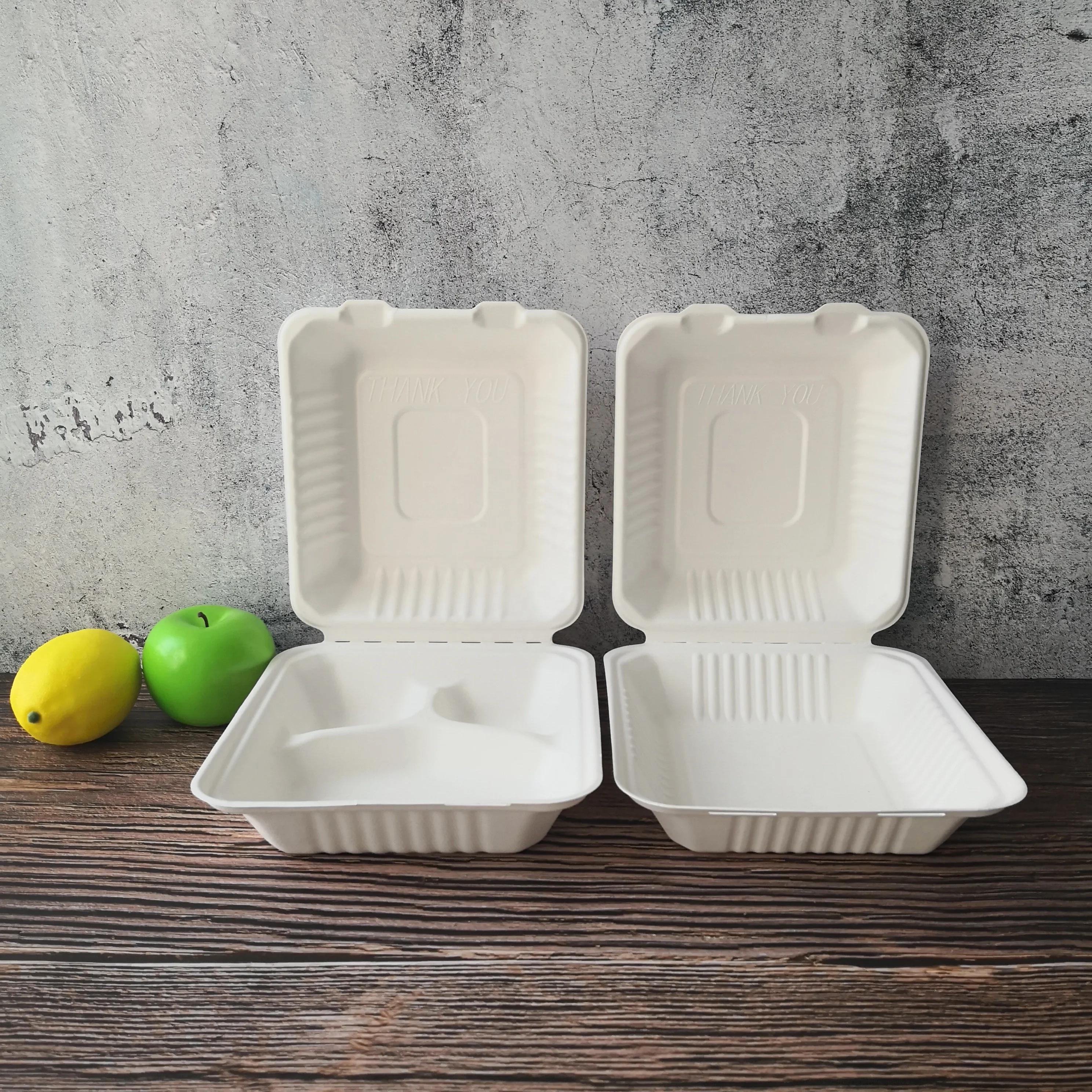 Eco-Friendly Biodegradable Disposable 3 Compartment Bento Lunch Boxes