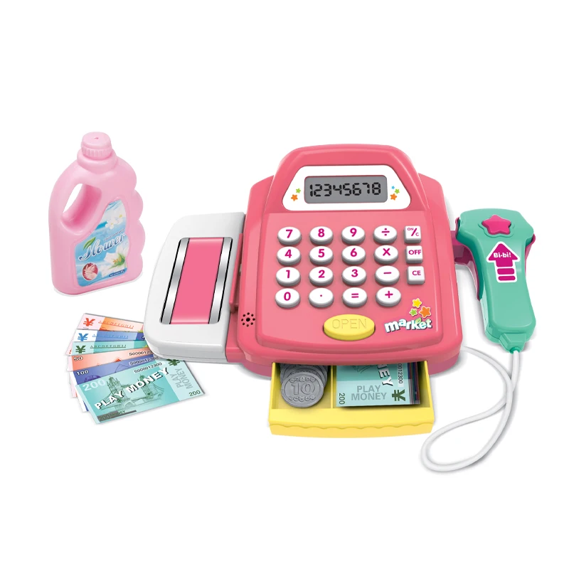 Kids pretend play supermarket toys shop with cash register toy
