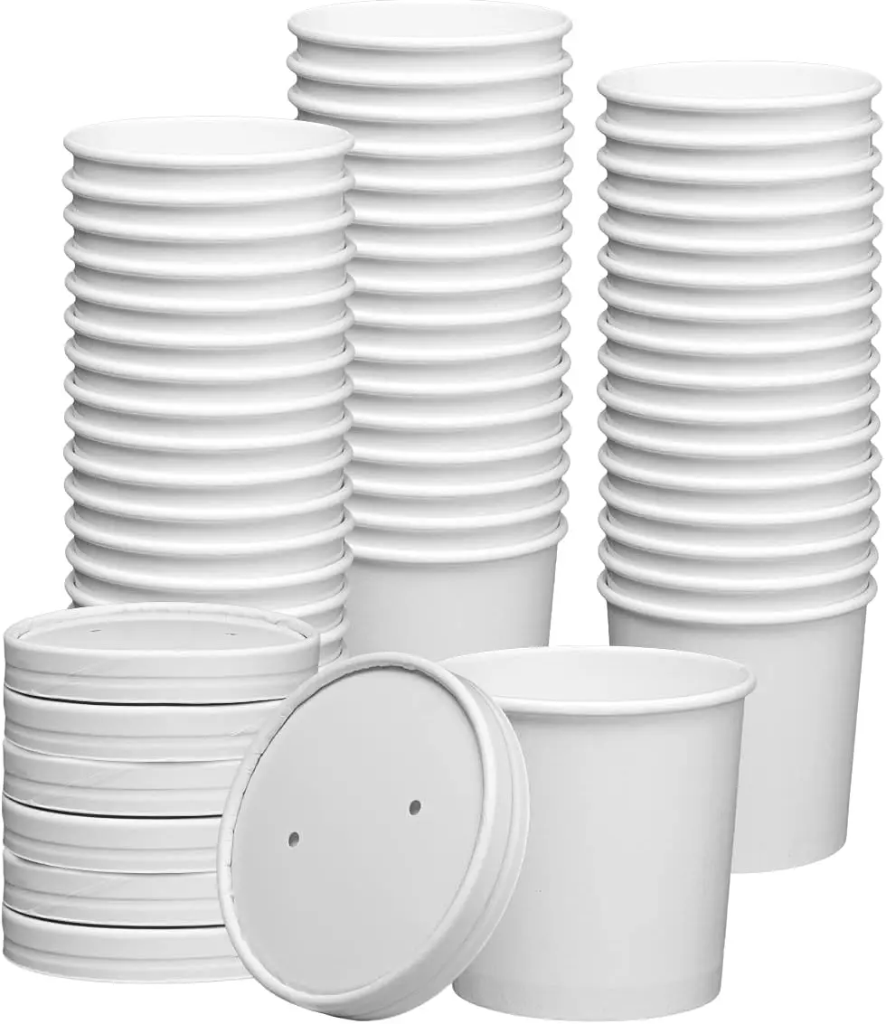 Food Grade Relyable Printing Paper Cups with Lids For Soup Food