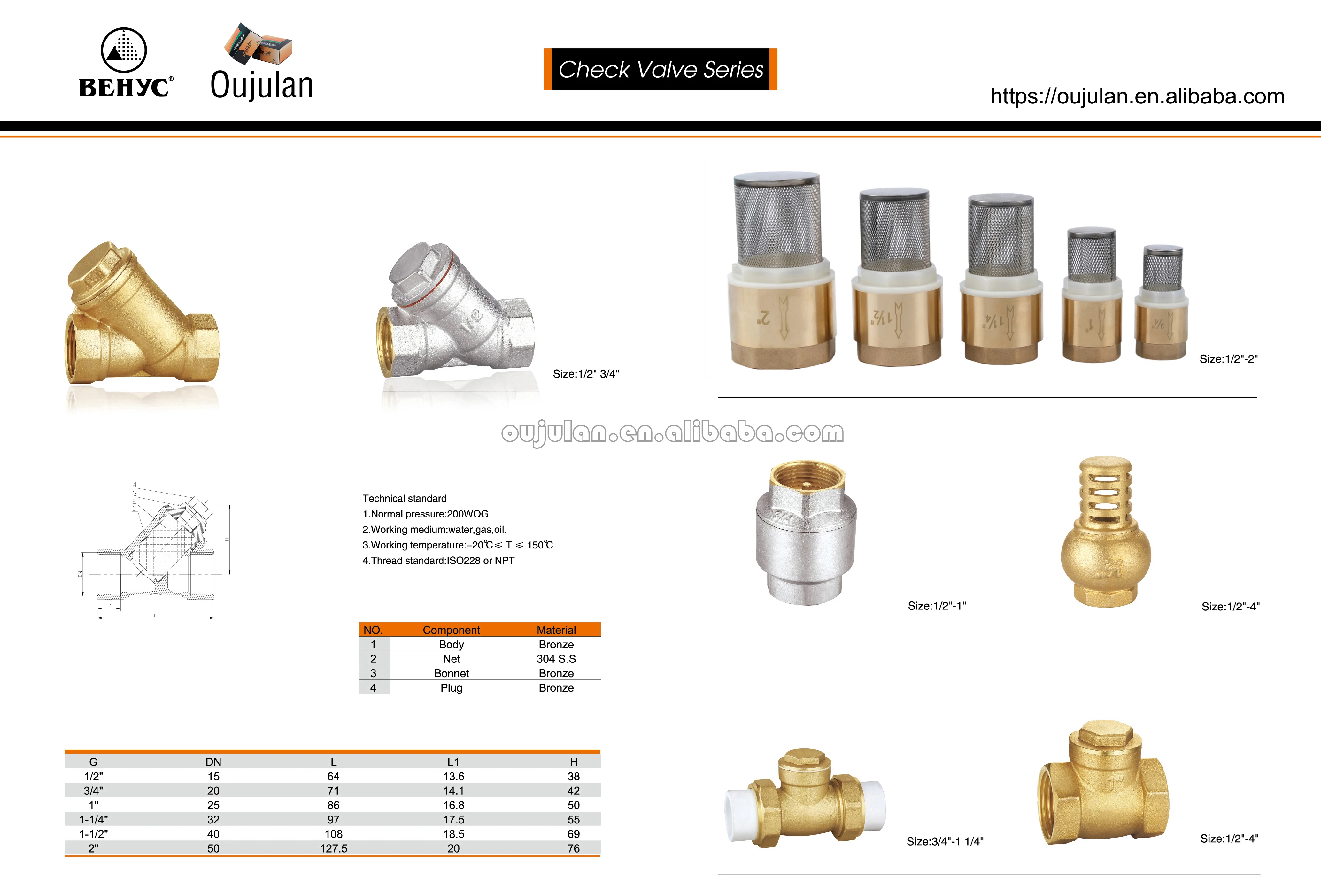 Brass Female Thread Valve Water Pump Foot Check Valve Stainless Steel Net Filter