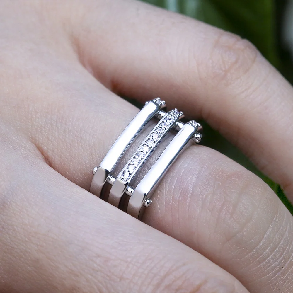 2024 Factory wholesale elegant men wedding zirconia platinum plated ring  men jewelry