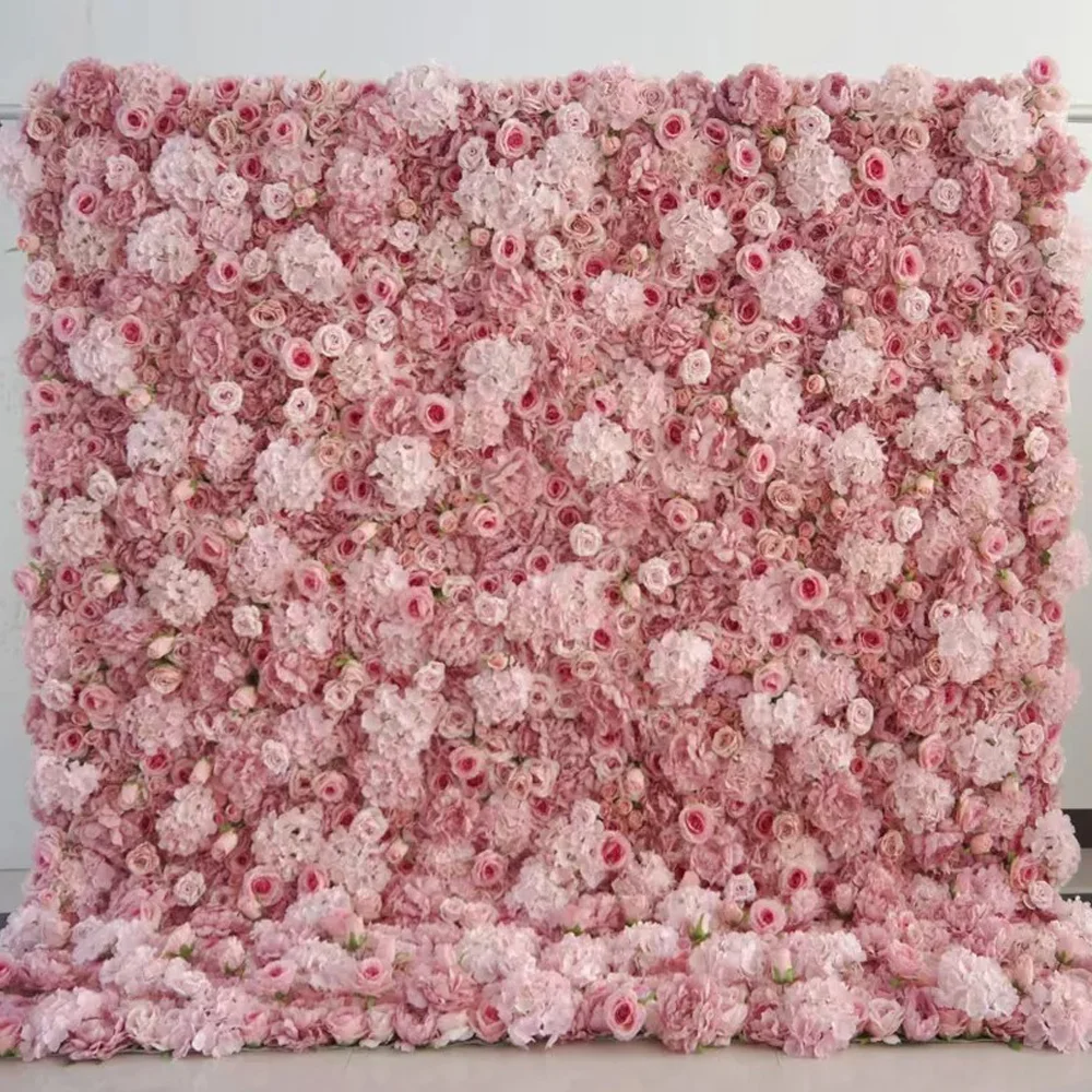 Decorative Flowers Wreaths And Plants Pink White Wall Decor Panel White Rose Wall Flower Wedding 3D Flower Wall