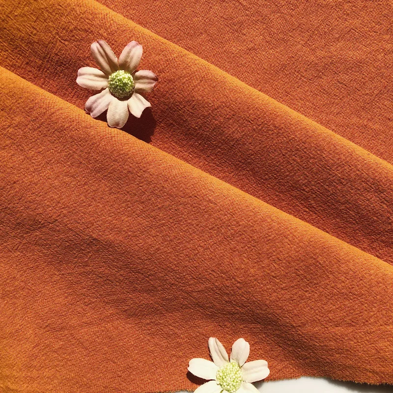 Fast delivery custom solid color clothing sand washed shirt fabric 100% cotton for garment