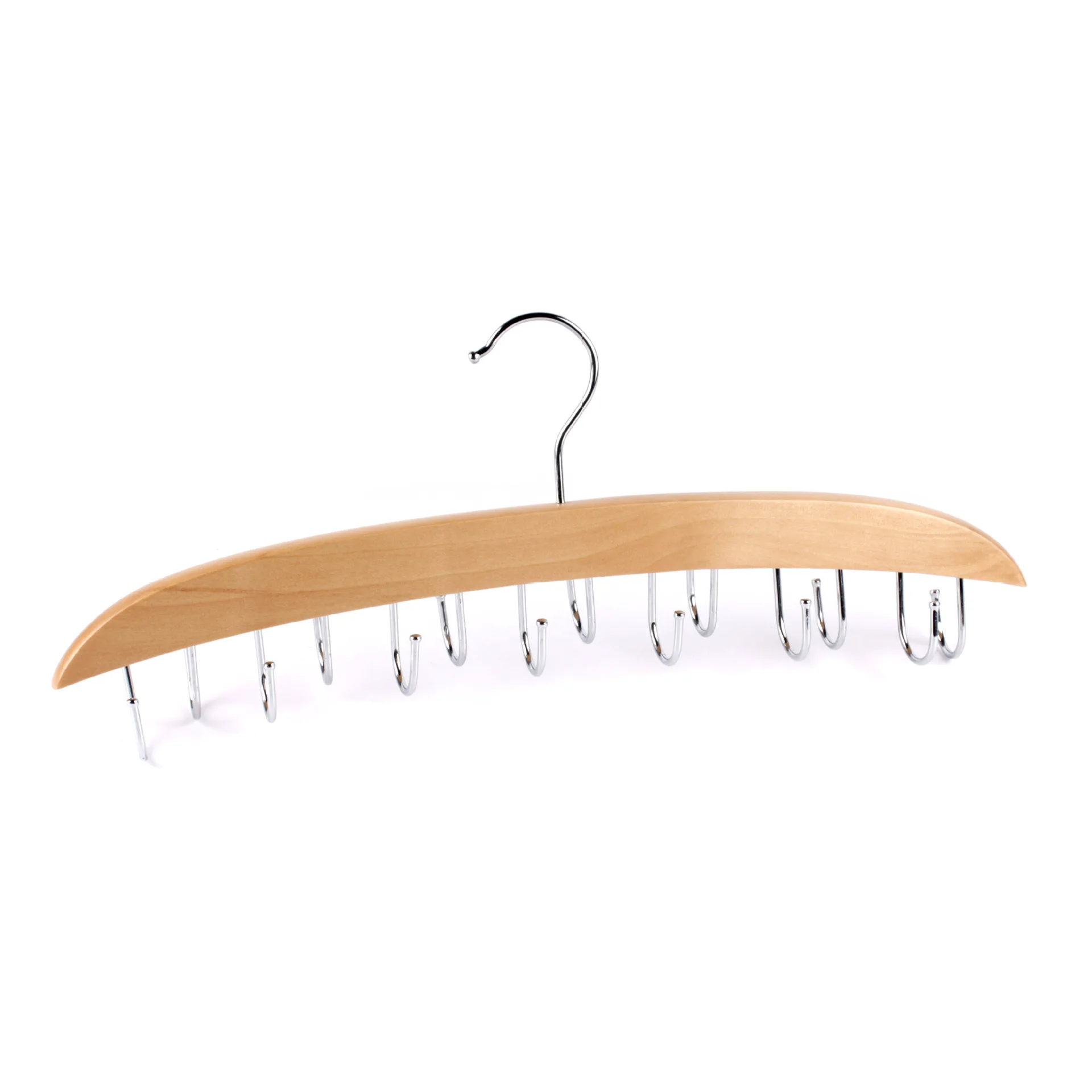 Supplier Walnut Hanging Rack Holder 12 Hooks Singlewooden Belt Neck Tie Hanger For Display