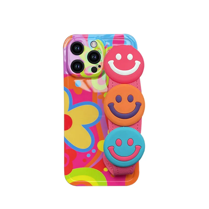 Colorful Painting Flowers  colorful flower phone case with wristband for all phones