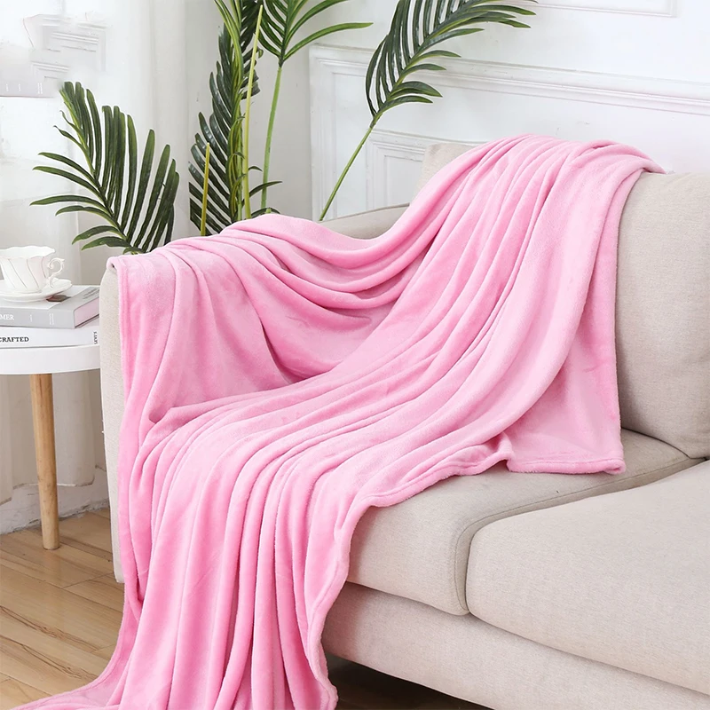 Flannel Fleece Blanket Queen Size All Season 300GSM Super Soft Cozy Travel Blanket for Bed or Couch