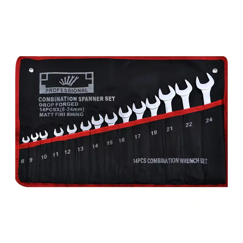 high quality 14pcs 8-24mm wrench set with hanging bag ratchet spanner