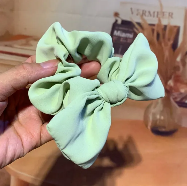 Autumn fragrant hemp french candy-colored hair with rope bow and floral ponytail hair tiara