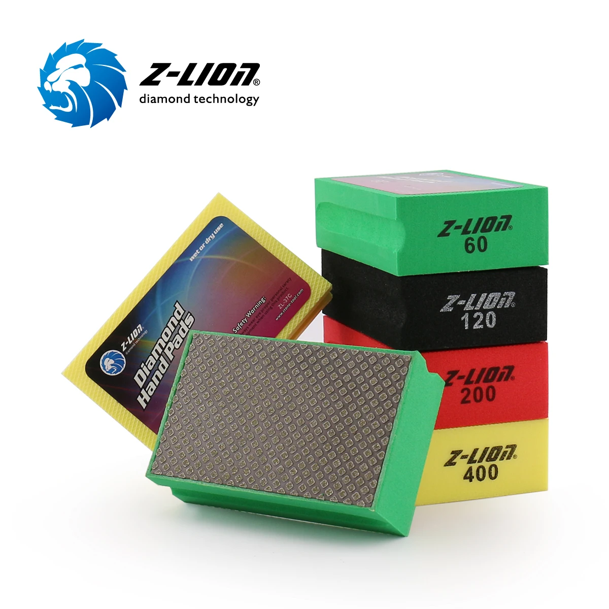 Z-LION  Diamond Hand Polishing Pads Tile Glass Abrasive Grinding Block Pad Stone Marble Ceramic Abrasive Sanding Disc