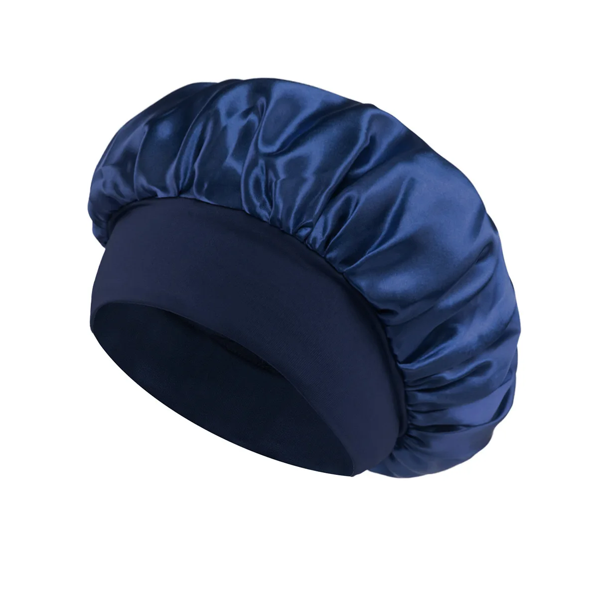 Wholesale Custom Logo Women Wide Elastic Band Shinning Silk Satin Night Sleeping Chemo Hair Bonnet Hat Cap
