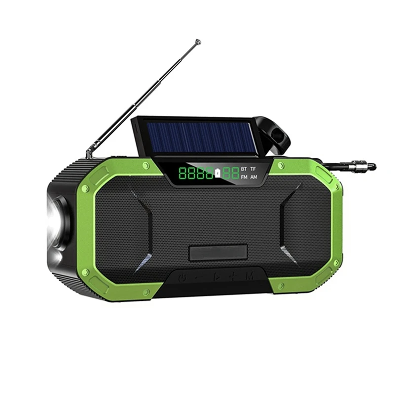 USB Solar Charge Outdoor BT Speakers Universal Am Fm Radio with Night Light/Touch/Power Bank/SOS/compass