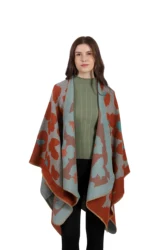 New Arrival Share Women Spanish Warm Poncho With Jacquard Soft Women Poncho Cape Wrap Shawl