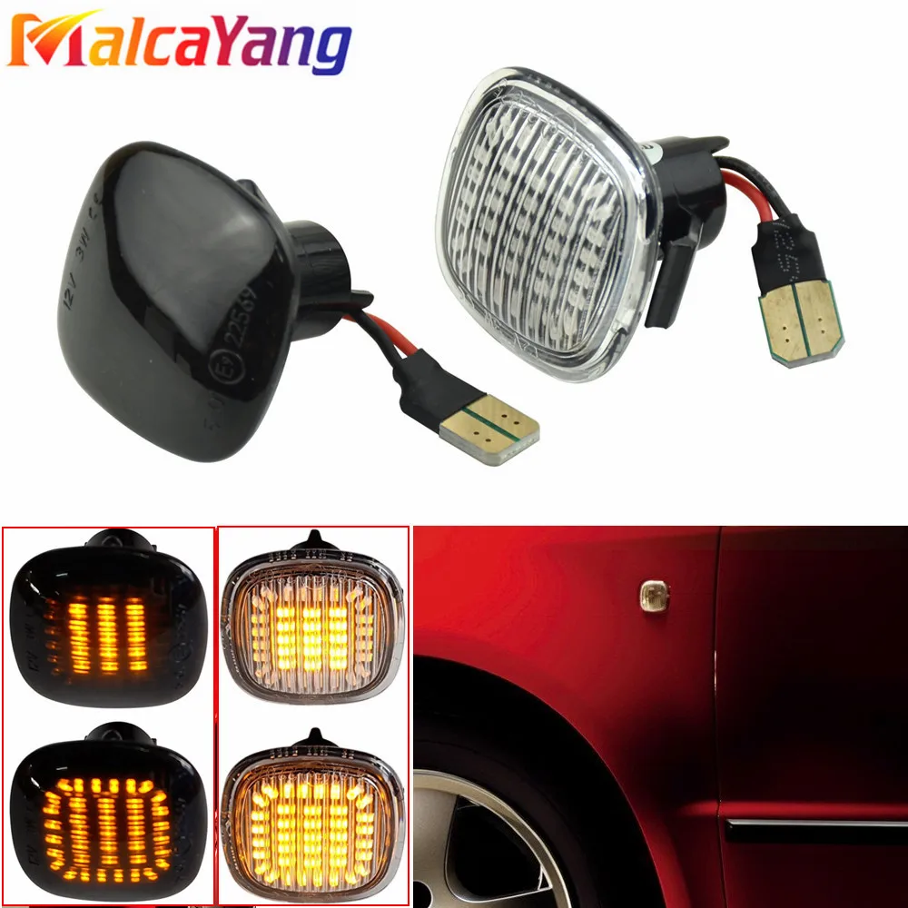 Динамические светодиодные боковые габаритные огни для Skoda Fabia Octavia Mk1 Mk2 Roomster Rapid NH3 Audi A3 A4 B5/A8 (D2), указатели поворота