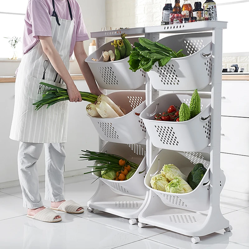 Wholesale 2 Layers Plastic Folding Hamper Movable Cart Bathroom Dirty Clothes Toy Laundry Basket Storage Shelf With Wheels