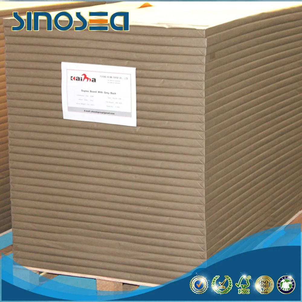 China manufacture recycled grey back white cardboard