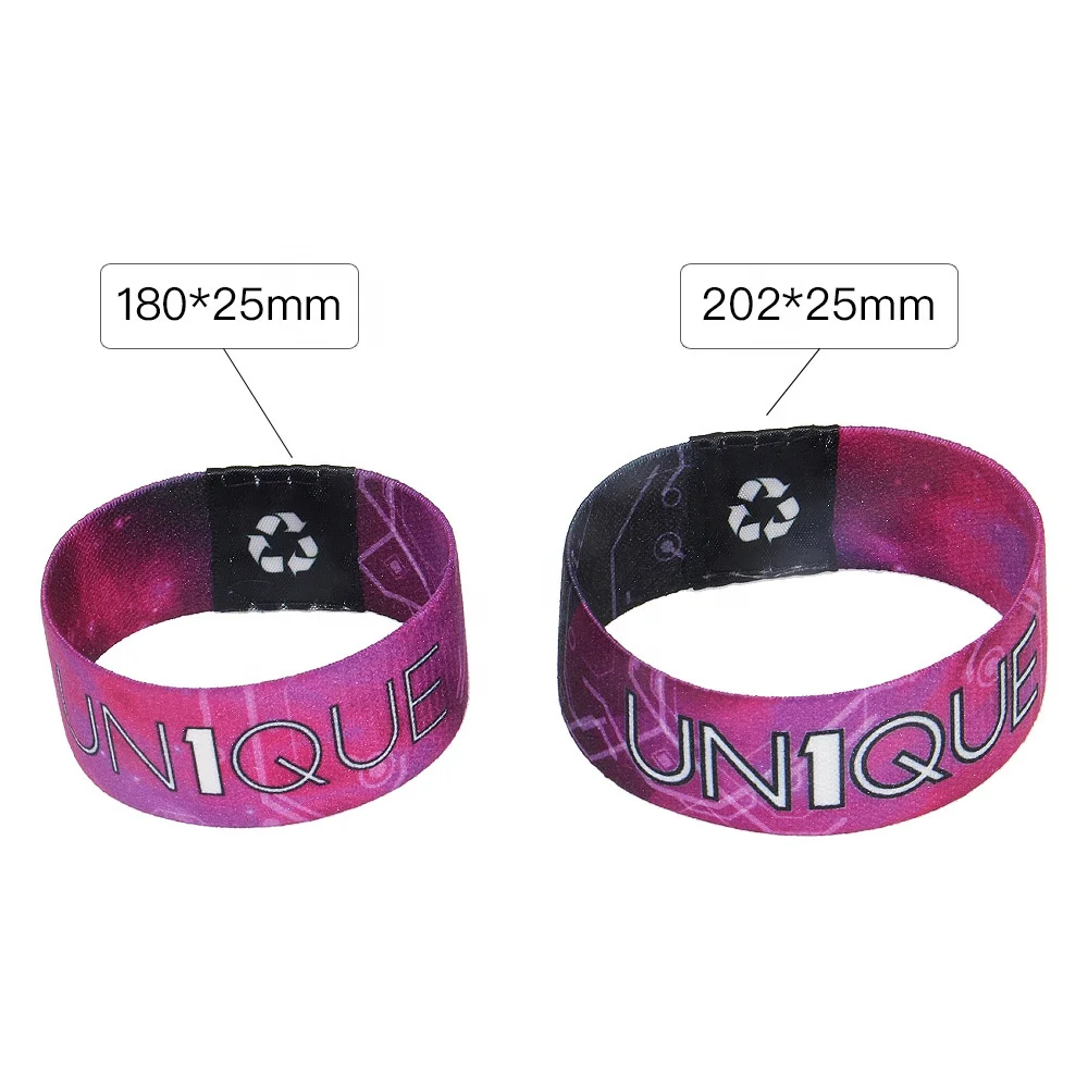 
Unique design custom logo sublimation printing elastic wristband with fabric label 