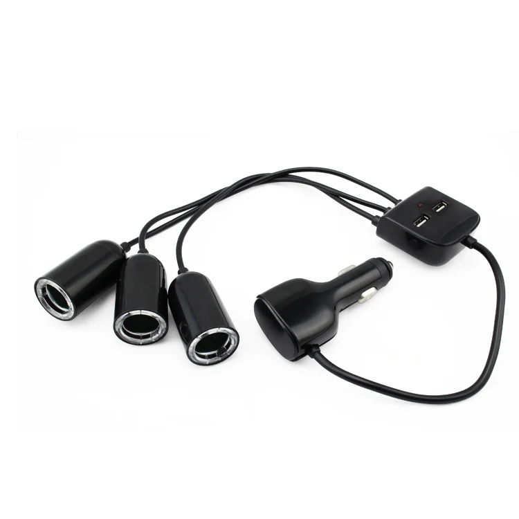 12V 24V DC Car Cigarette Lighter Adapter 3 Socket USB Charger 2 Port with on/off Switch