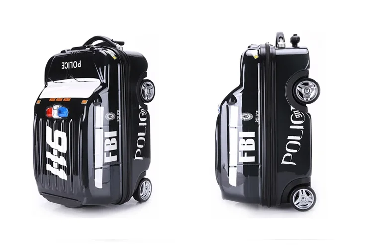 Модный новый кейс для посадки милый мультяшный автомобиль 911 Детский чемодан на колесиках однотонный