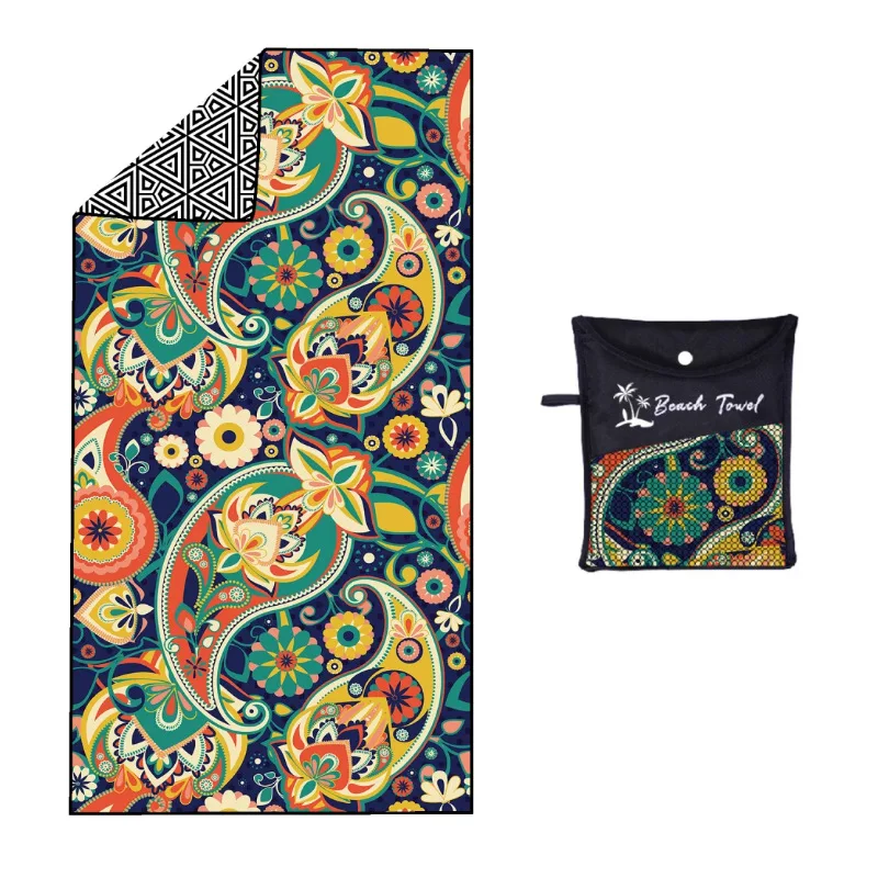 Recycled Polyester Material Waffle Fabric Custom Design Double Side Print Polyester Cotton Wholesale Cotton Beach Towel