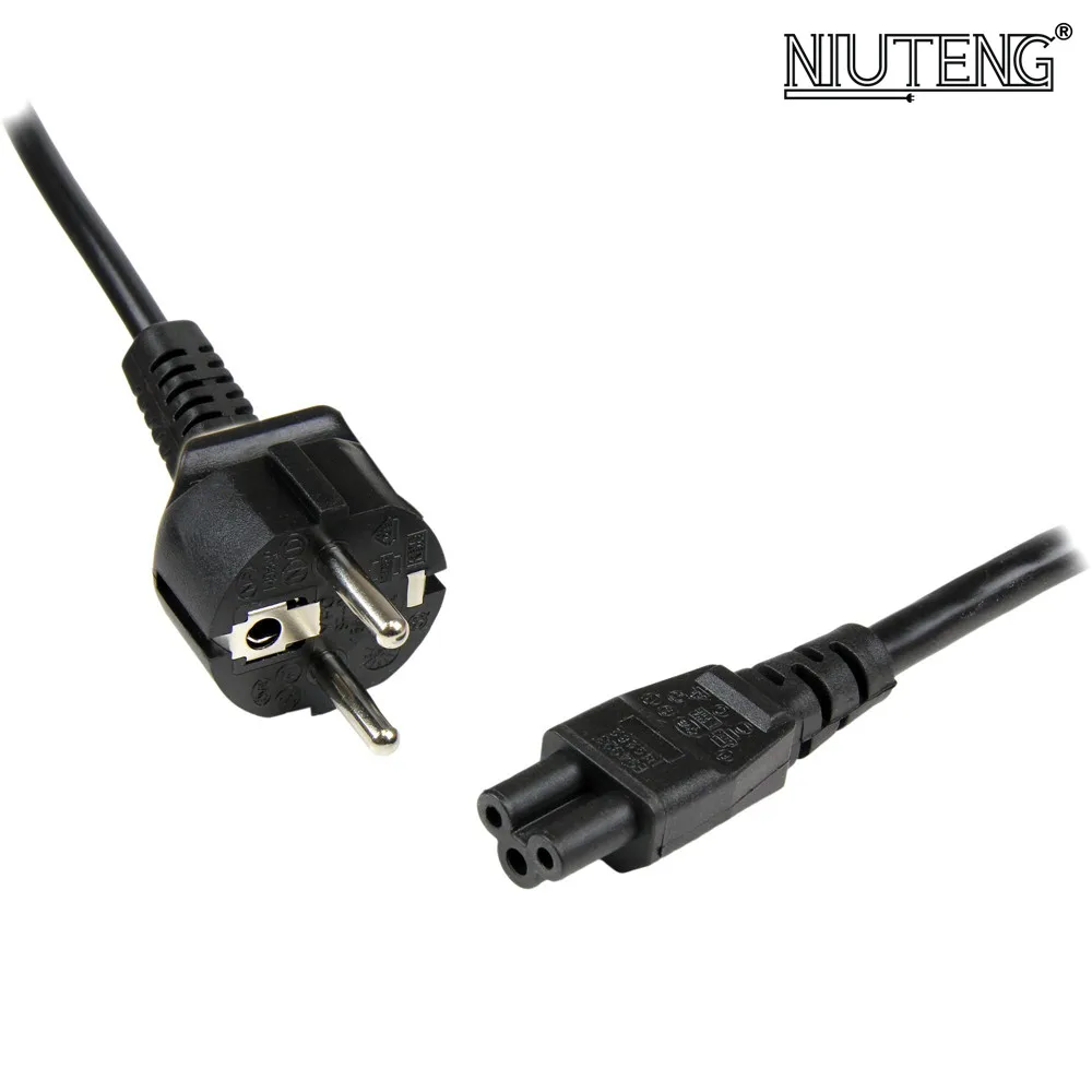China leader manufacturer 6ft European 3-Prong Angled Notebook Power Cord Angled CEE 7/7 to IEC320 C5 cee 7/7 to iec c5 cable