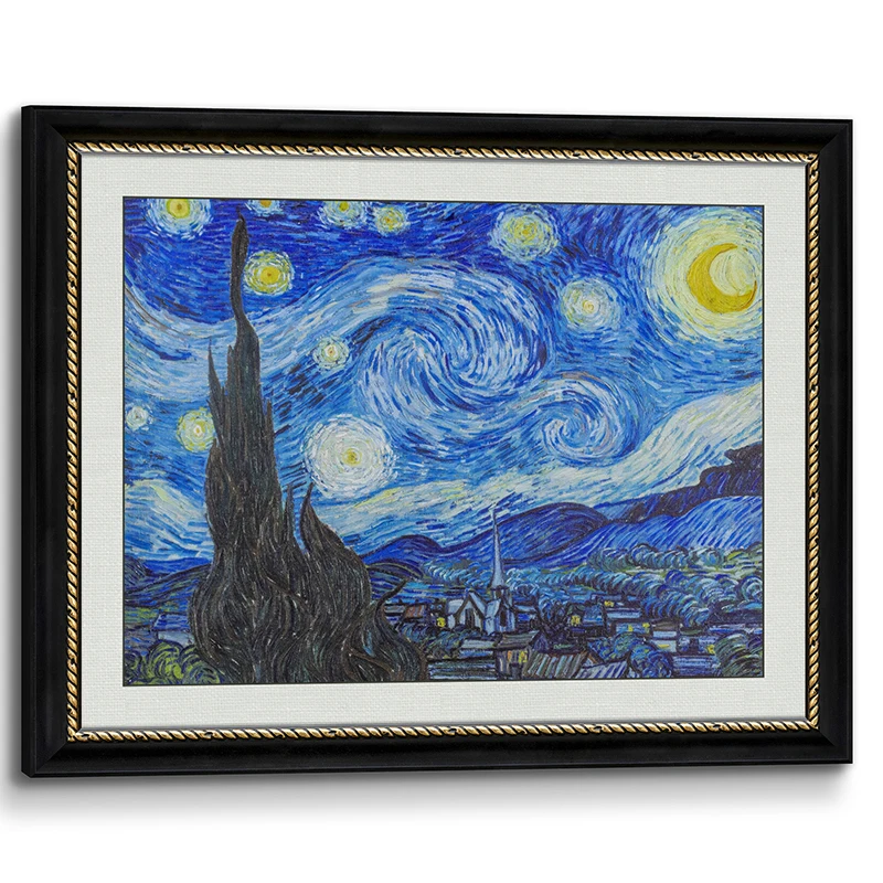 Starry Night 3D Giclee Print LiliesHand painted abstract oil painting for living room wall,Home office decor LANDSCAPE Paintings