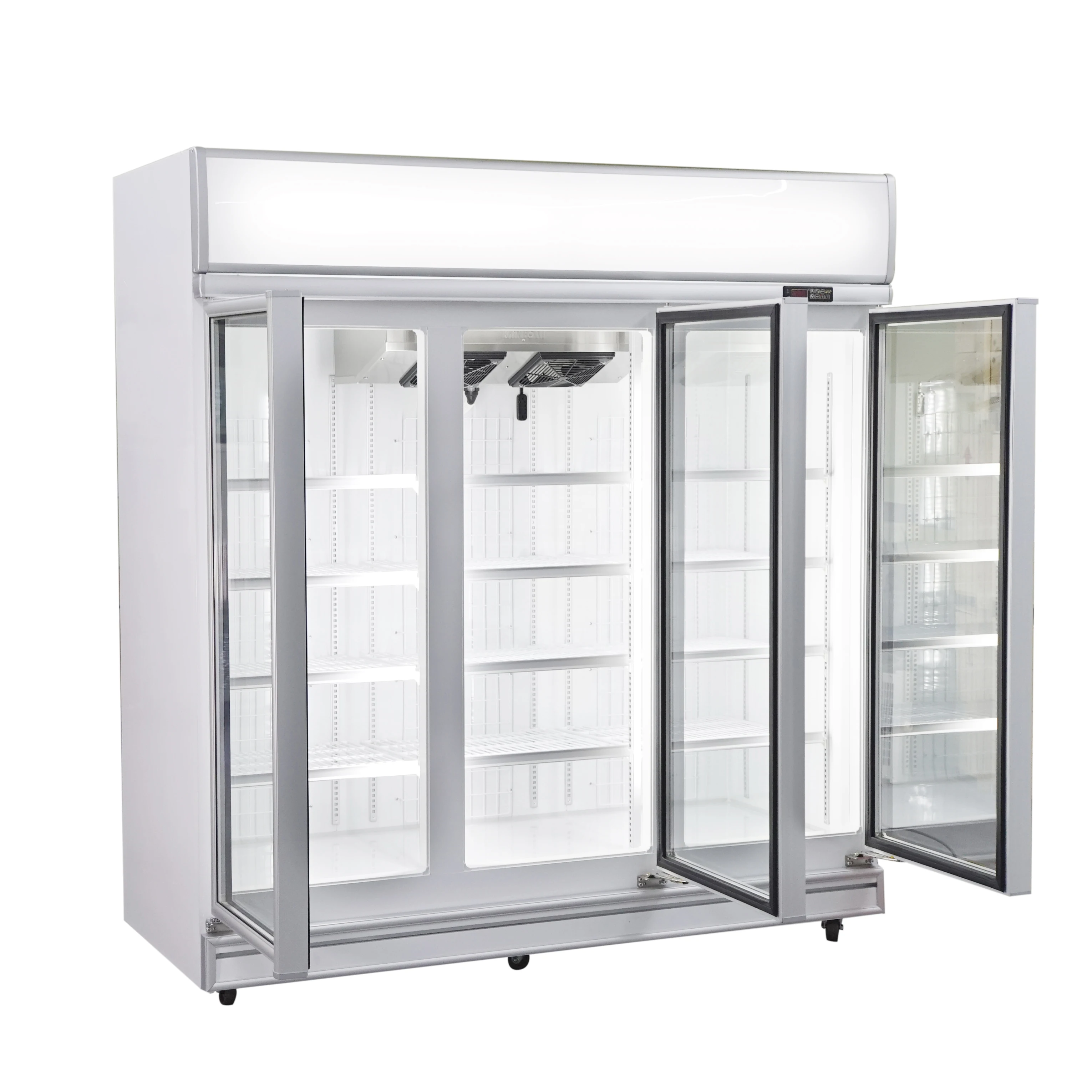 1300L Sale three doors customized beverage display cooler  equipment Deep glass door refrigerator freezer