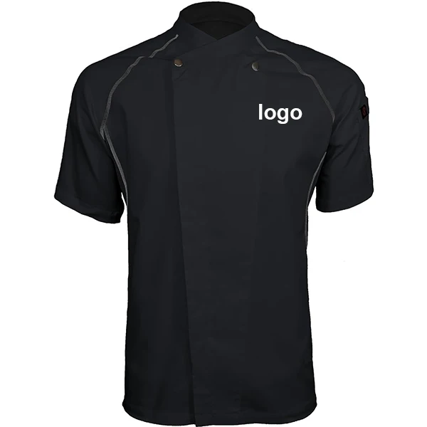 ODM Black Restaurant Uniform Logo Short Sleeve Shirt Custom Restaurant Waiter Uniform Designs Female Chinese Chef Uniforms