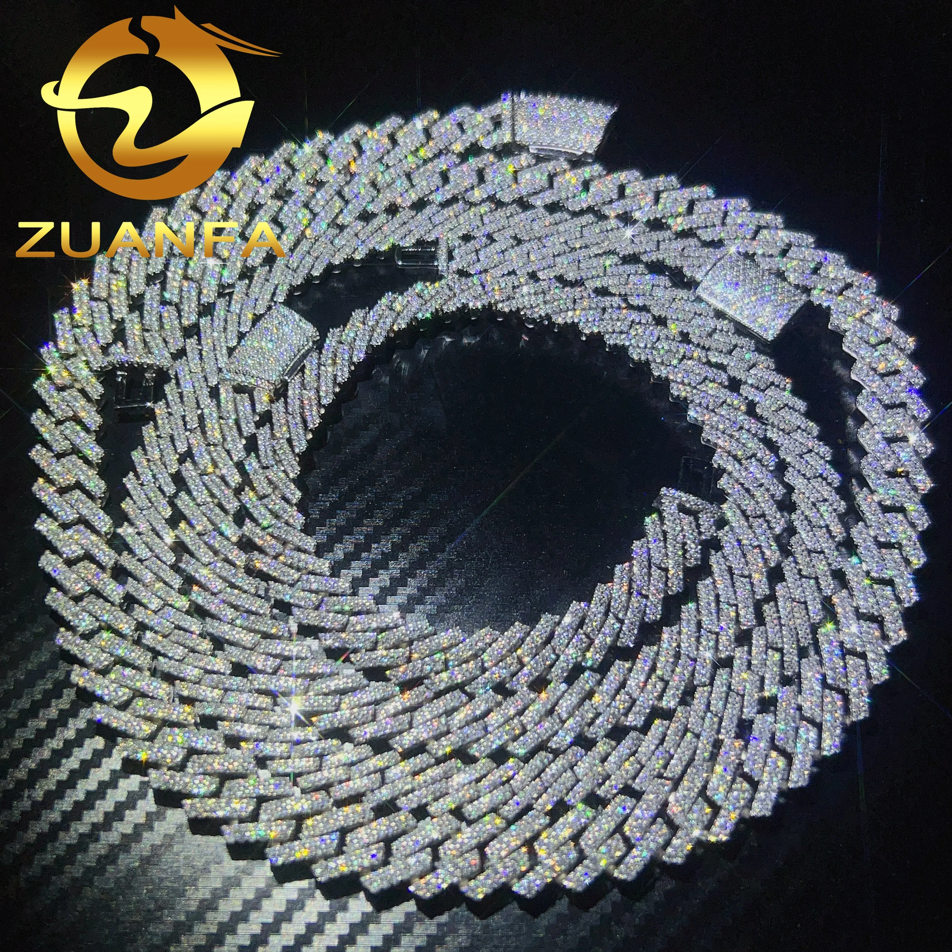 Hot selling Drop shipping Service 925 sterling silver hip hop 10mm 12mm 14mm 15mm iced out moissanite diamond cuban link chain