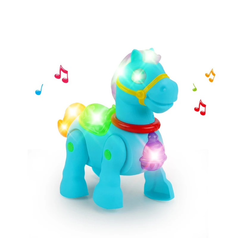Wholesale Light Music Automatic Leash Small Trojan Horses Animal Walking Toy Electric Horse for Kids