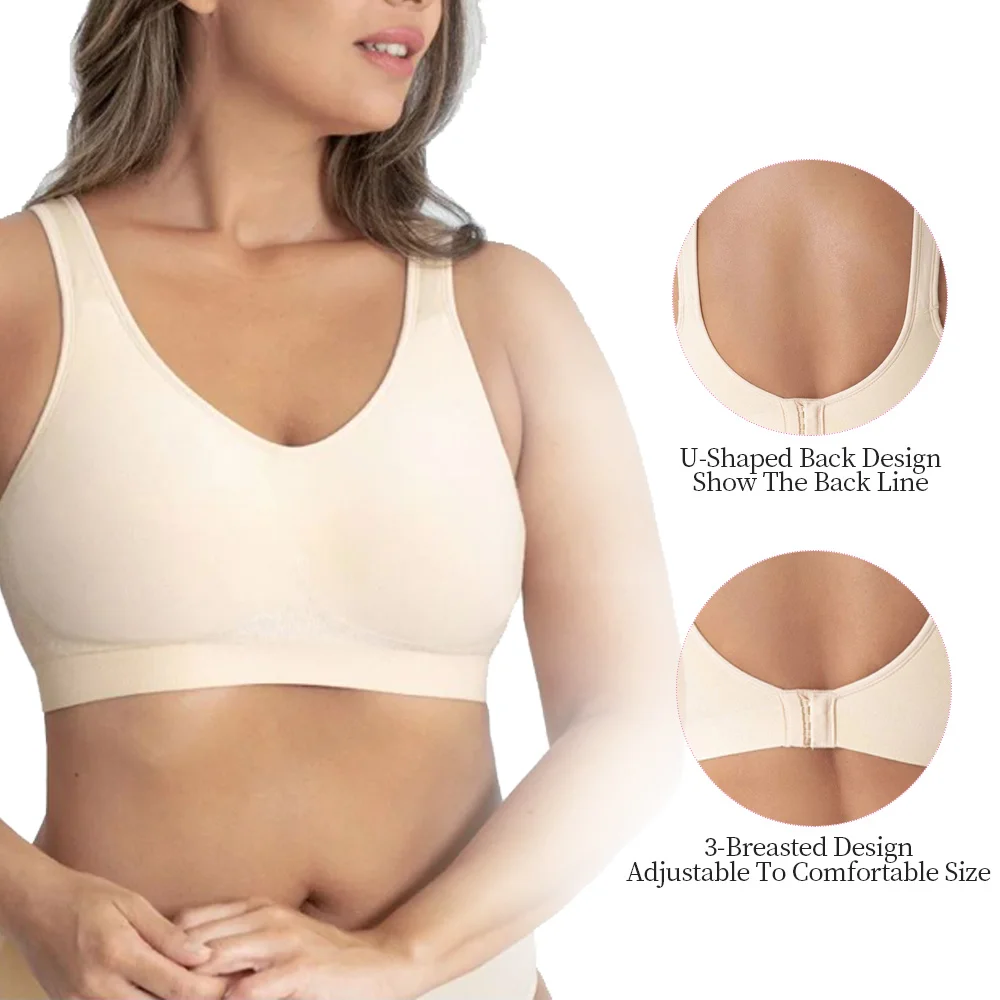 BOJIN Hot Selling Large Size Sexy Bras Comfortable Everyday Seamless Nylon Vest Breathable Wire-Free Back Closure Bra