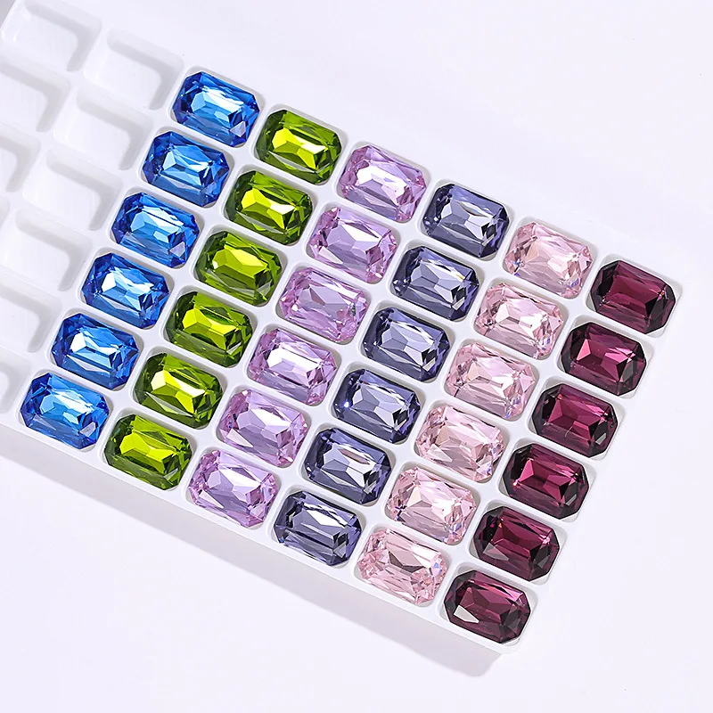 Lucky bulk  top K9 quality octagon /rectangle  shape fancy crystal point back   fancy rhinestones for DIY nail art