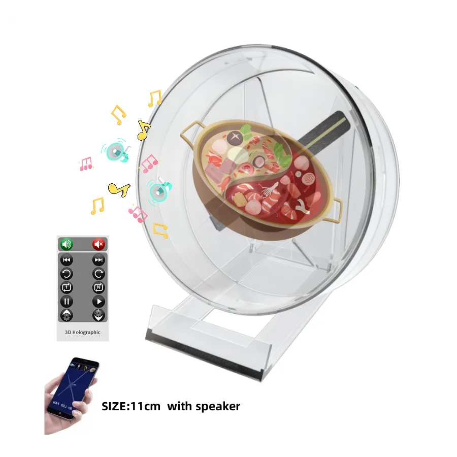 Factory made 11cm Mobile App control hologram projector Round led 3d hologram fan with cover New portable 3d holographic fan