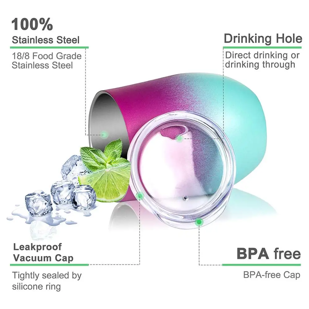 Wholesale LFGB Double Wall Vacuum Stainless Steel Stemless Wine Glass Pint Glasses 12oz Tumbler