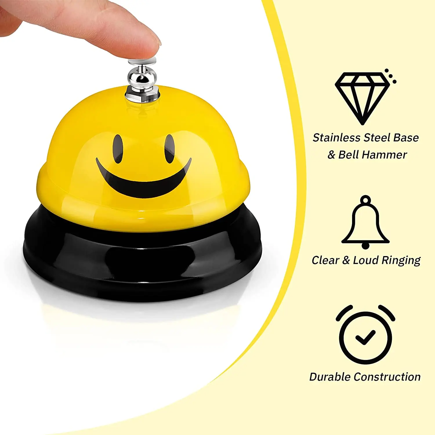 Custom Desk Bell Smile Face Metal Anti-Rust Colorful Front Reception Table Call Bell Hotel Restaurant Bar Ring Service Bell