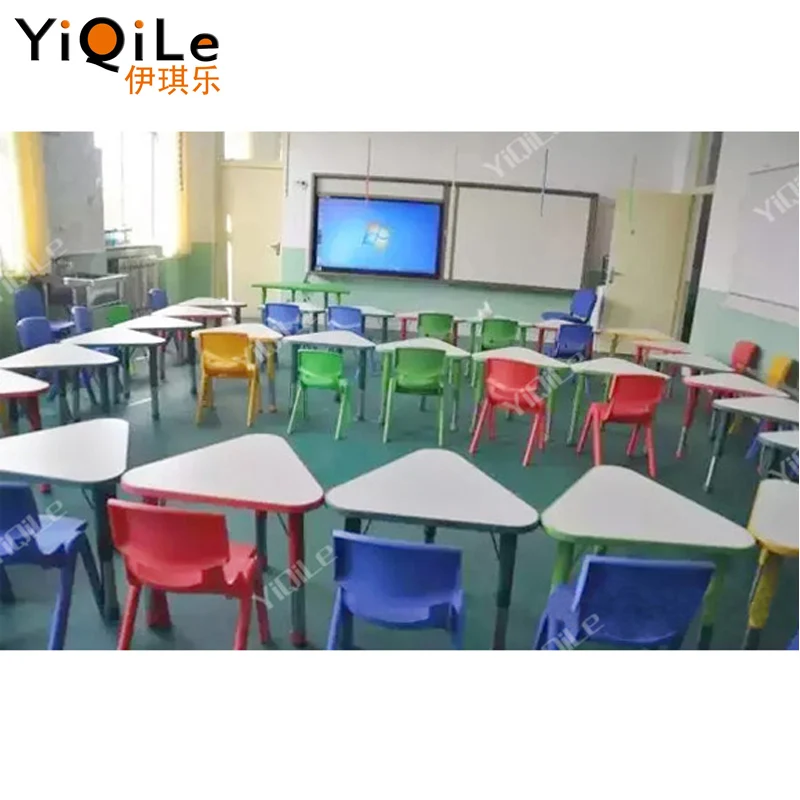 Высококачественная школьная мебель, подъемные комбинированные треугольные школьные столы, стулья для простых современных продуктов