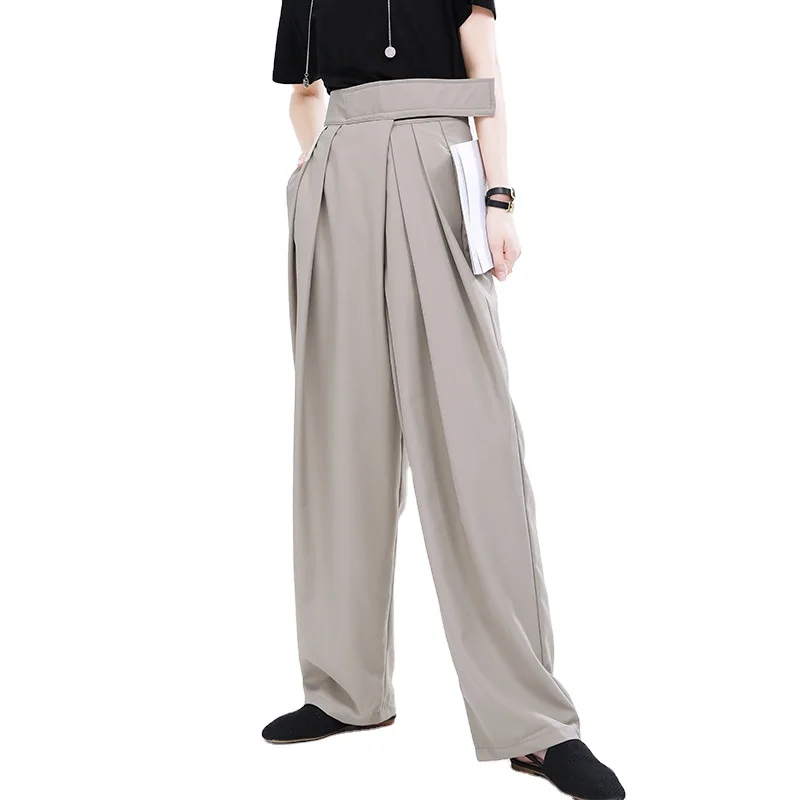 2022 Yamamoto designer  loose  trousers adjustable high waist flower bud wide leg mopping pants women1333