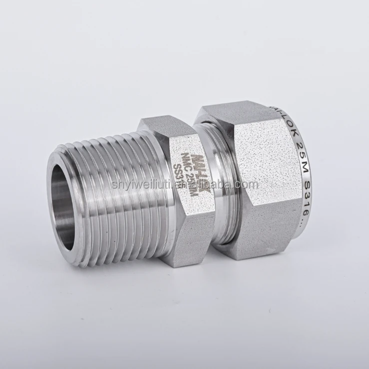 Compression Tube Male Adapters Union Fitting 316 Stainless Steel 3 8 NPT Swagelok Type Double Ferrule Fittings Male Connector